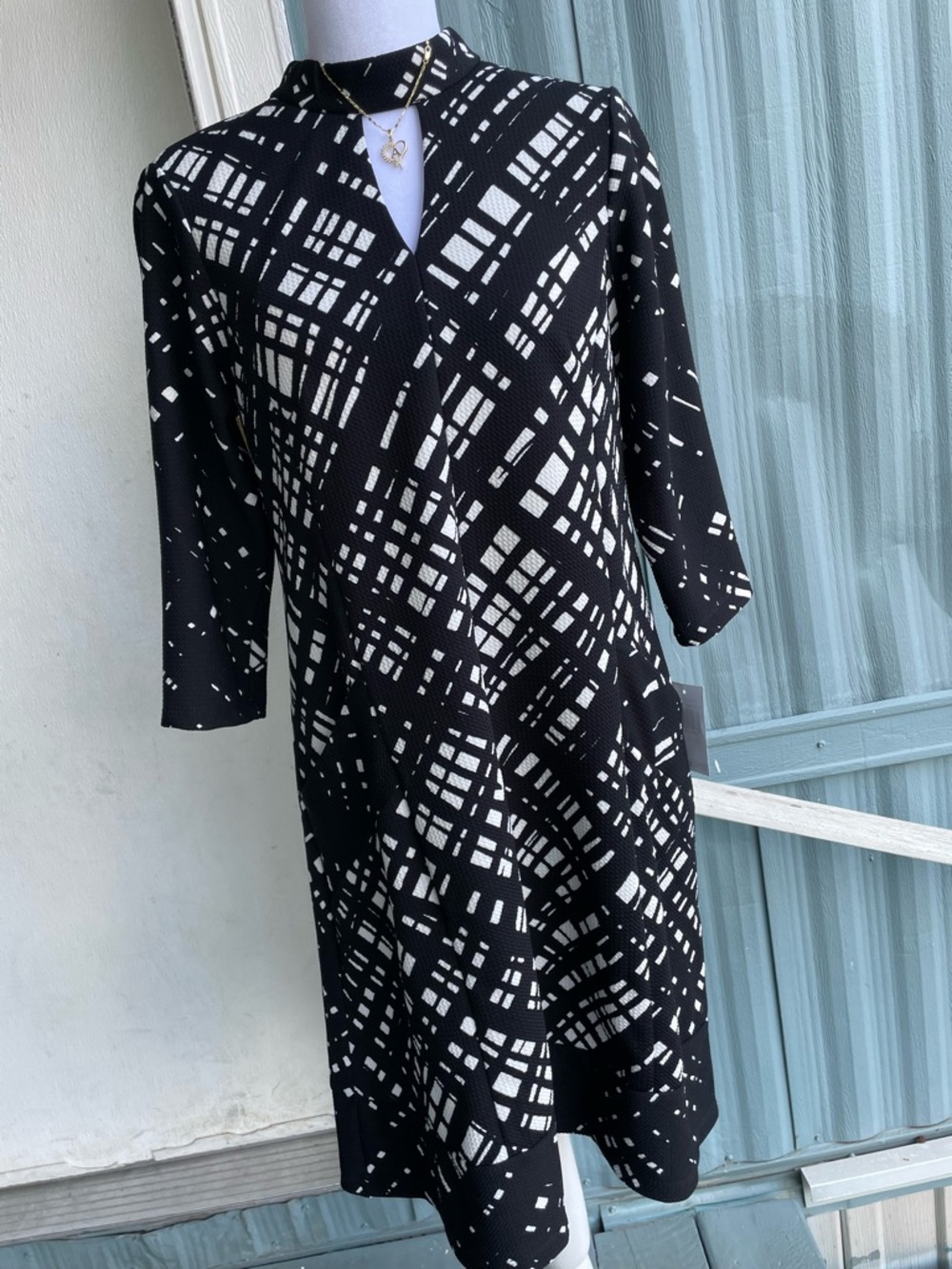 Black & White Geometric Midi Dress - Classic Womenswear